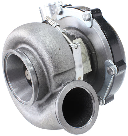 BOOSTED B5855 1.21 Reverse Rotation Turbocharger 770HP, Hi Temp Black Finish   External Wastegate, V-Band Inlet & Exhaust Flanges