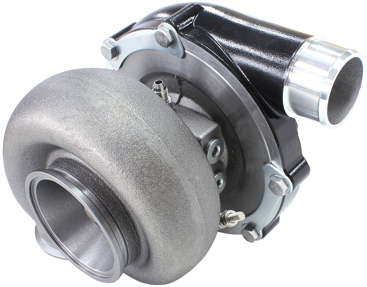 BOOSTED B5855 1.21 Reverse Rotation Turbocharger 770HP, Hi Temp Black Finish   External Wastegate, V-Band Inlet & Exhaust Flanges