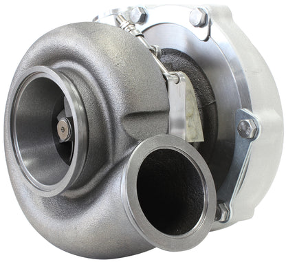 BOOSTED B5855 1.21 Reverse Rotation Turbocharger 770HP, Natural Cast Finish   External Wastegate, V-Band Inlet & Exhaust Flanges
