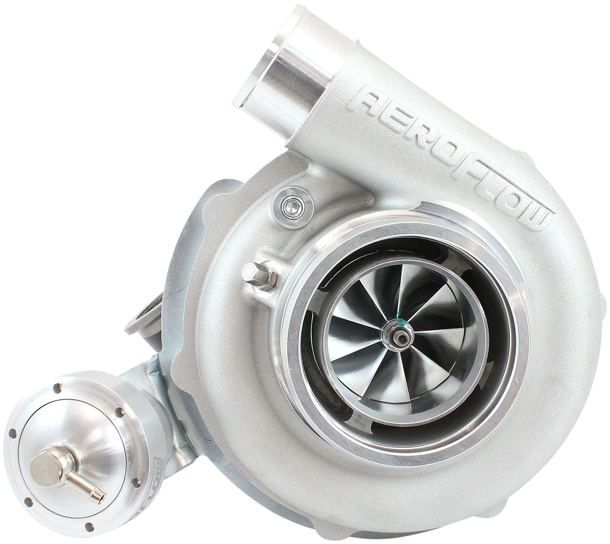 BOOSTED 6255.92 Reverse Rotation Turbocharger 900HP, Natural Cast Finish   Internal Wastegate, V-Band Inlet & Exhaust Flanges