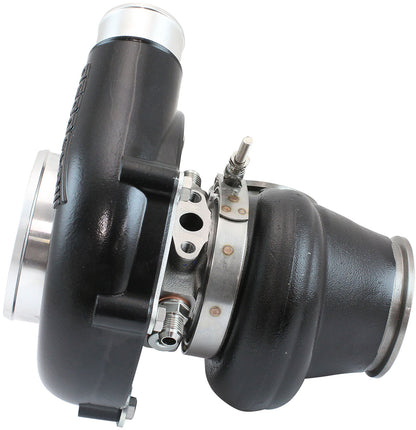BOOSTED 6255.92 Reverse Rotation Turbocharger 900HP, Hi Temp Black Finish   Internal Wastegate, V-Band Inlet & Exhaust Flanges