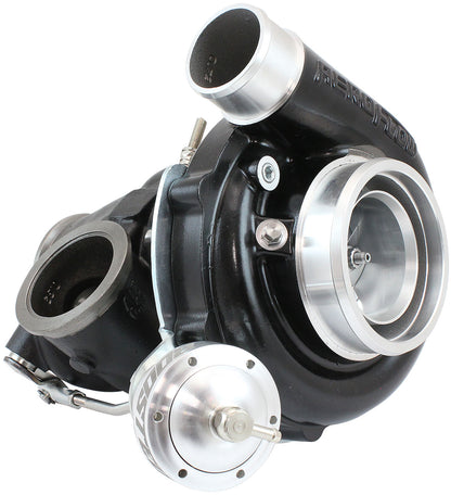 BOOSTED 6255.92 Reverse Rotation Turbocharger 900HP, Hi Temp Black Finish   Internal Wastegate, V-Band Inlet & Exhaust Flanges