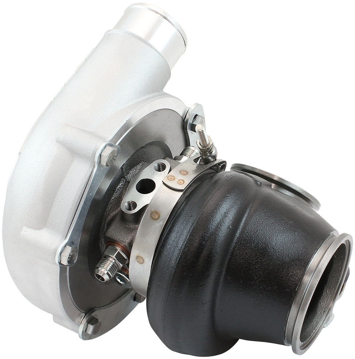 BOOSTED 6255.92 Reverse Rotation Turbocharger 900HP, Natural Cast Finish   Internal Wastegate, V-Band Inlet & Exhaust Flanges