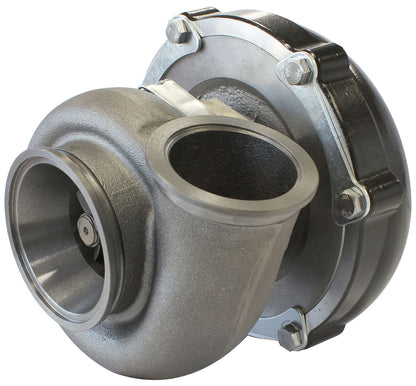 BOOSTED 6255 .83 Reverse Rotation Turbocharger 900HP, Hi Temp Black Finish   External Wastegate, V-Band Inlet & Exhaust Flanges