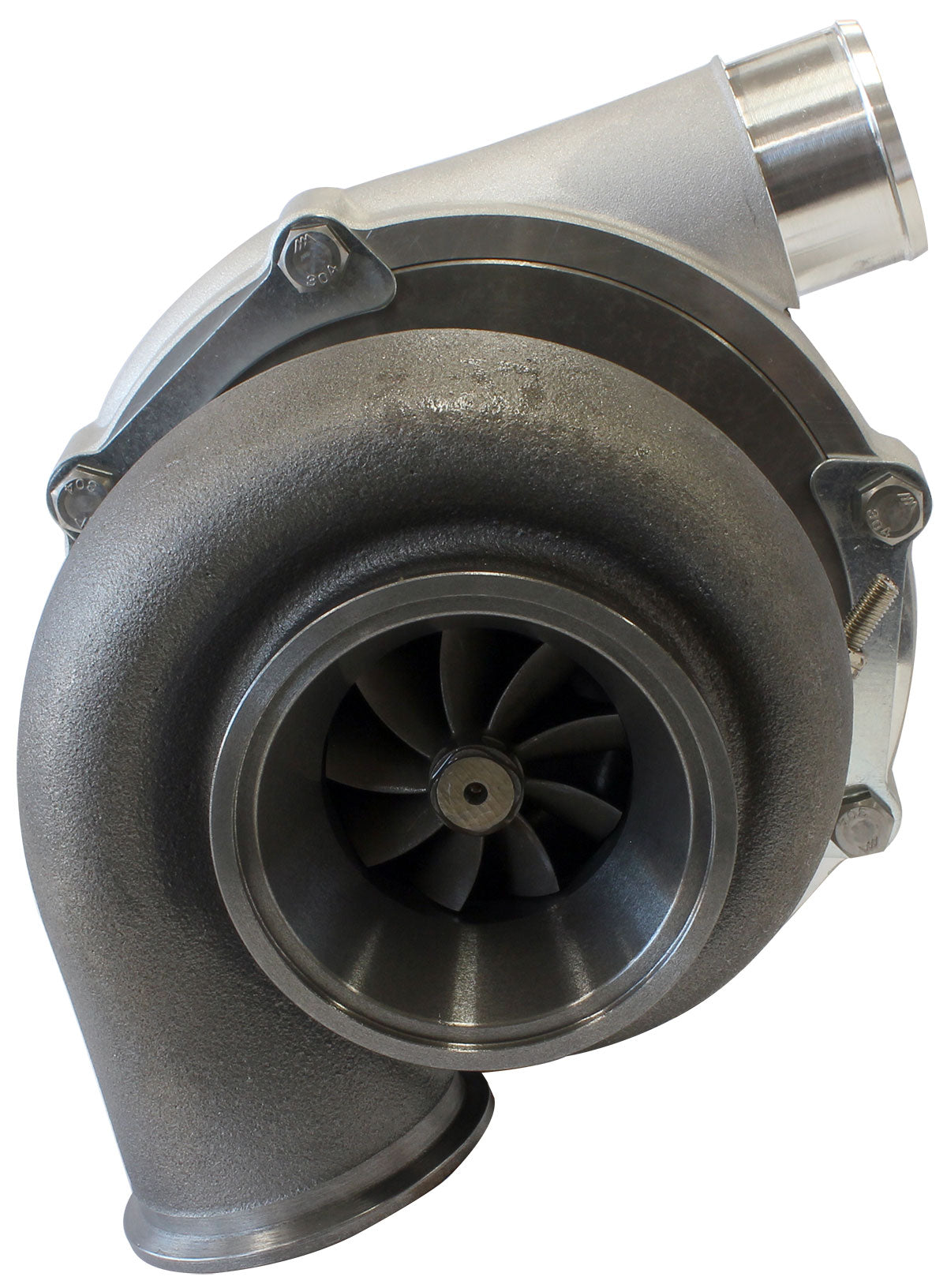 BOOSTED 6255 1.01 Reverse Rotation Turbocharger 900HP, Natural Cast Finish   External Wastegate, V-Band Inlet & Exhaust Flanges