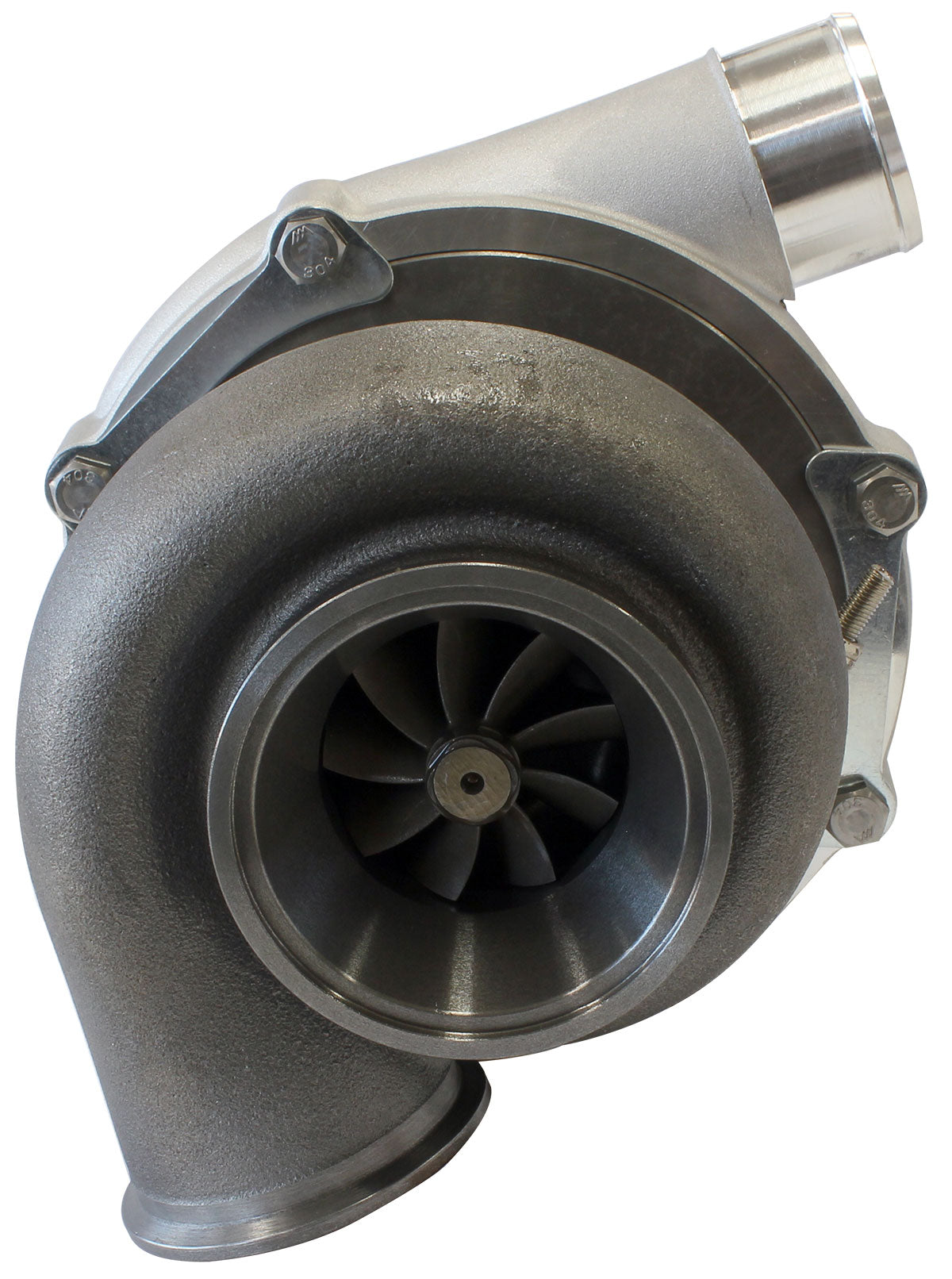 BOOSTED 6255 1.21 Reverse Rotation Turbocharger 900HP, Natural Cast Finish   External Wastegate, V-Band Inlet & Exhaust Flanges