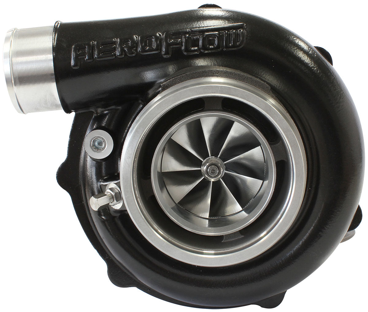 BOOSTED 6262 1.21 Reverse Rotation Turbocharger 900HP, Hi Temp Black Finish   External Wastegate, V-Band Inlet & Exhaust Flanges