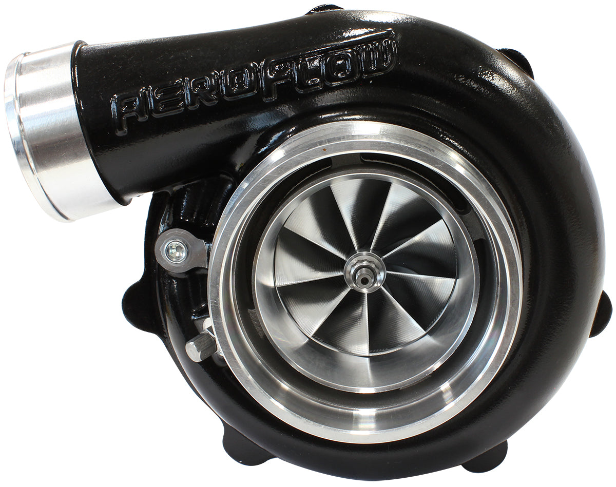 BOOSTED 6862 .83 Reverse Rotation Turbocharger 1050HP, Hi Temp Black Finish   External Wastegate, V-Band Inlet & Exhaust Flanges