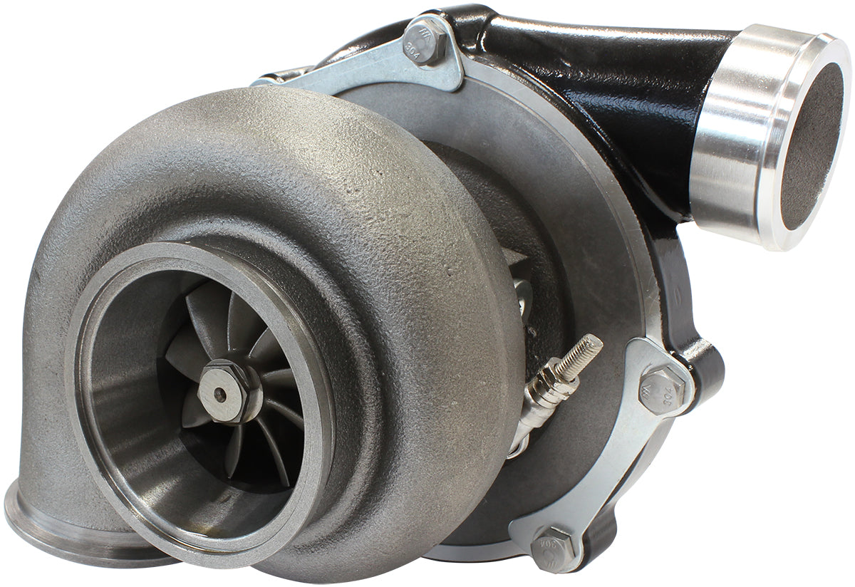 BOOSTED 6862 .83 Reverse Rotation Turbocharger 1050HP, Hi Temp Black Finish   External Wastegate, V-Band Inlet & Exhaust Flanges