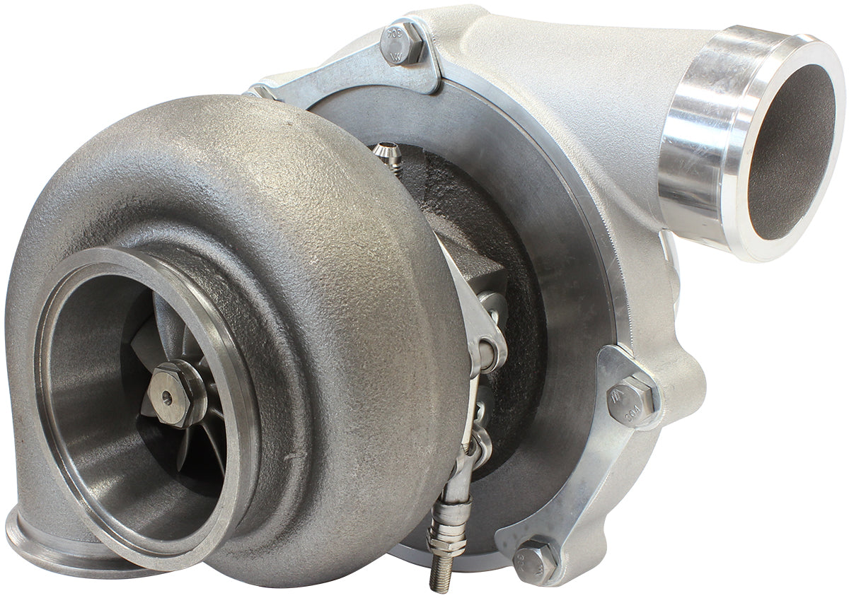BOOSTED 6862 .83 Reverse Rotation Turbocharger 1050HP, Natural Cast Finish   External Wastegate, V-Band Inlet & Exhaust Flanges
