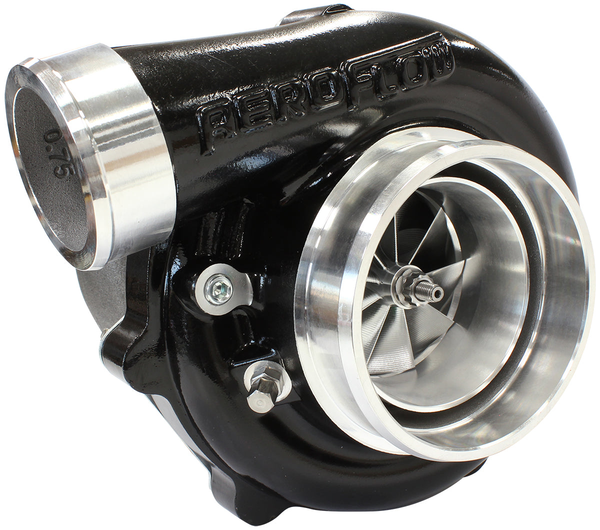 BOOSTED 6862 1.01 Reverse Rotation Turbocharger 1050HP, Hi Temp Black Finish   External Wastegate, V-Band Inlet & Exhaust Flanges
