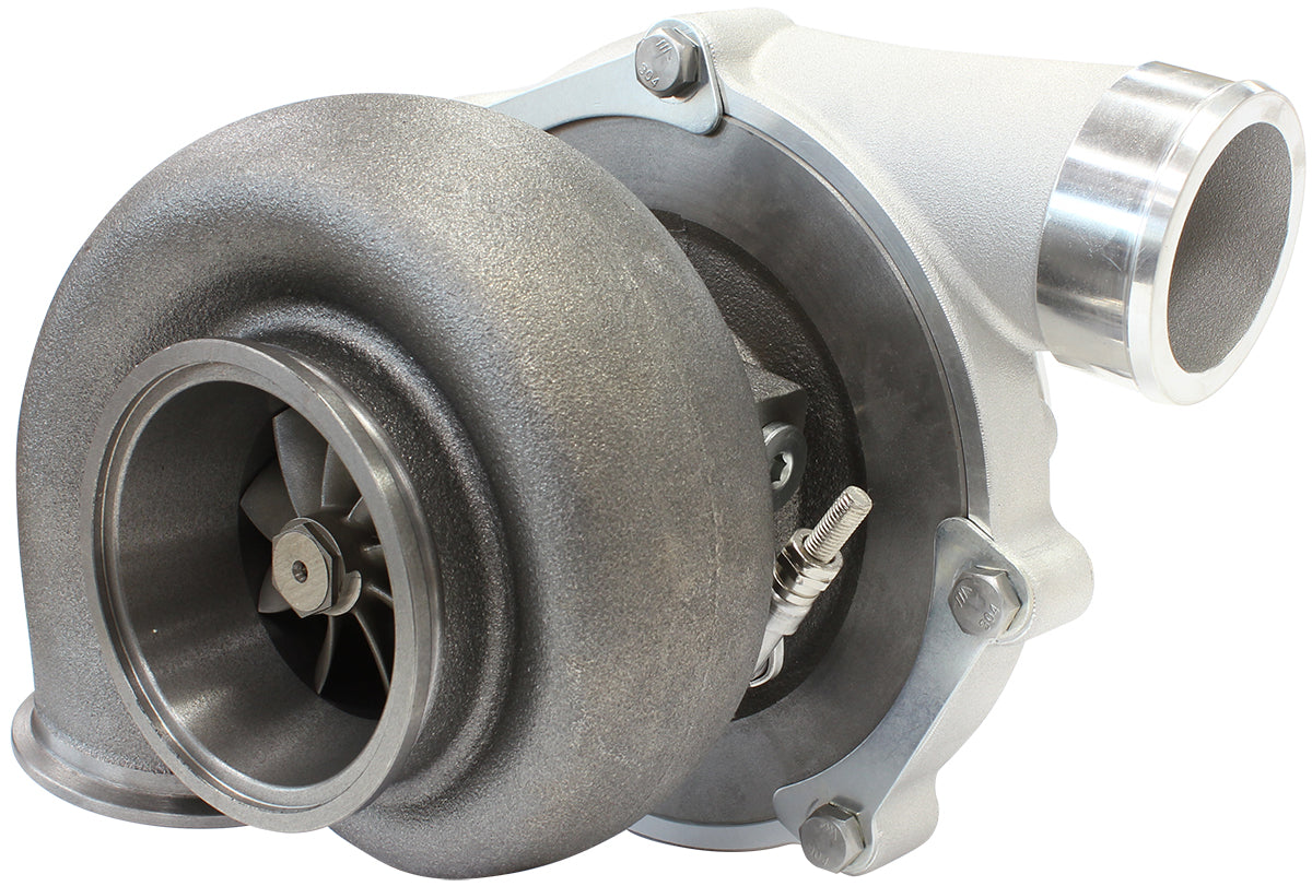 BOOSTED 6862 1.01 Reverse Rotation Turbocharger 1050HP, Natural Cast Finish   External Wastegate, V-Band Inlet & Exhaust Flanges
