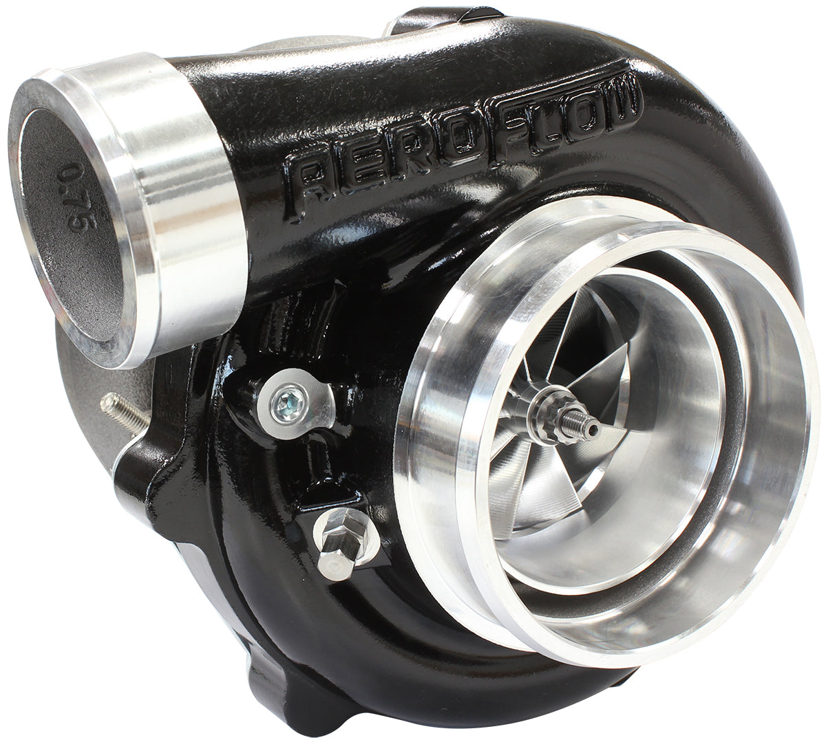 BOOSTED 6862 1.21 Reverse Rotation Turbocharger 1050HP, Hi Temp Black Finish   External Wastegate, V-Band Inlet & Exhaust Flanges
