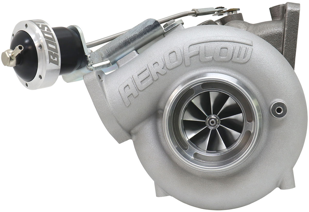 BOOSTED 5858 Mitsubishi Evo 4-9 4G63 Bolt On Internal Wastegate Turbocharger 550HP, Natural Cast Finish   Mitsubishi 4 Bolt Inlet Flange, Mitsubishi 5-Bolt Exhaust Flange