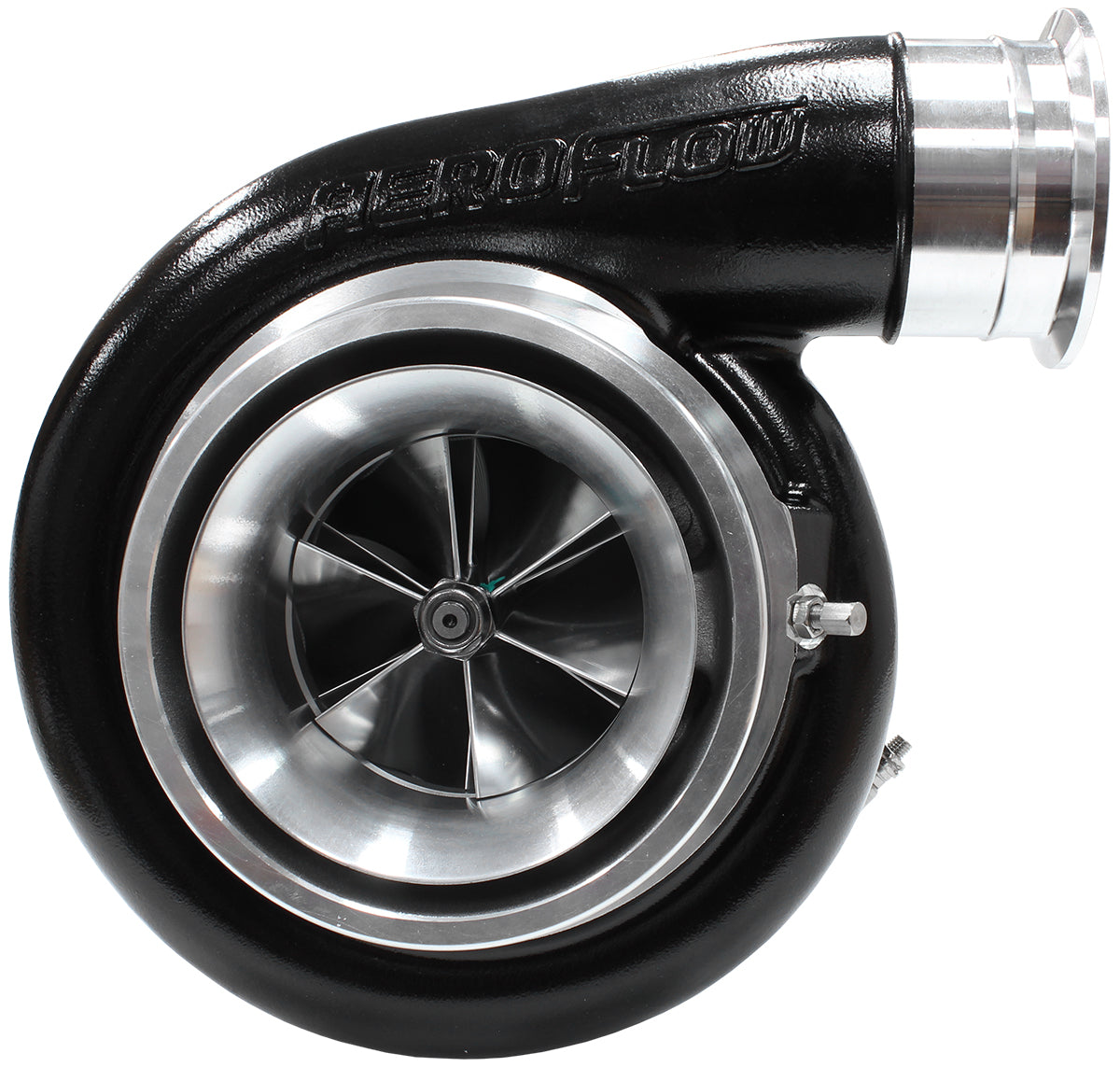BOOSTED 8888 T4 1.25 Turbocharger 1600HP, Hi Temp Black Finish   External Wastegate, T4 Twin Entry Inlet Flange, V-Band Exhaust Flange