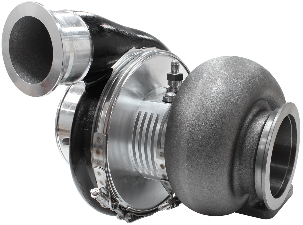 BOOSTED 8888 T4 1.25 Turbocharger 1600HP, Hi Temp Black Finish   External Wastegate, T4 Twin Entry Inlet Flange, V-Band Exhaust Flange