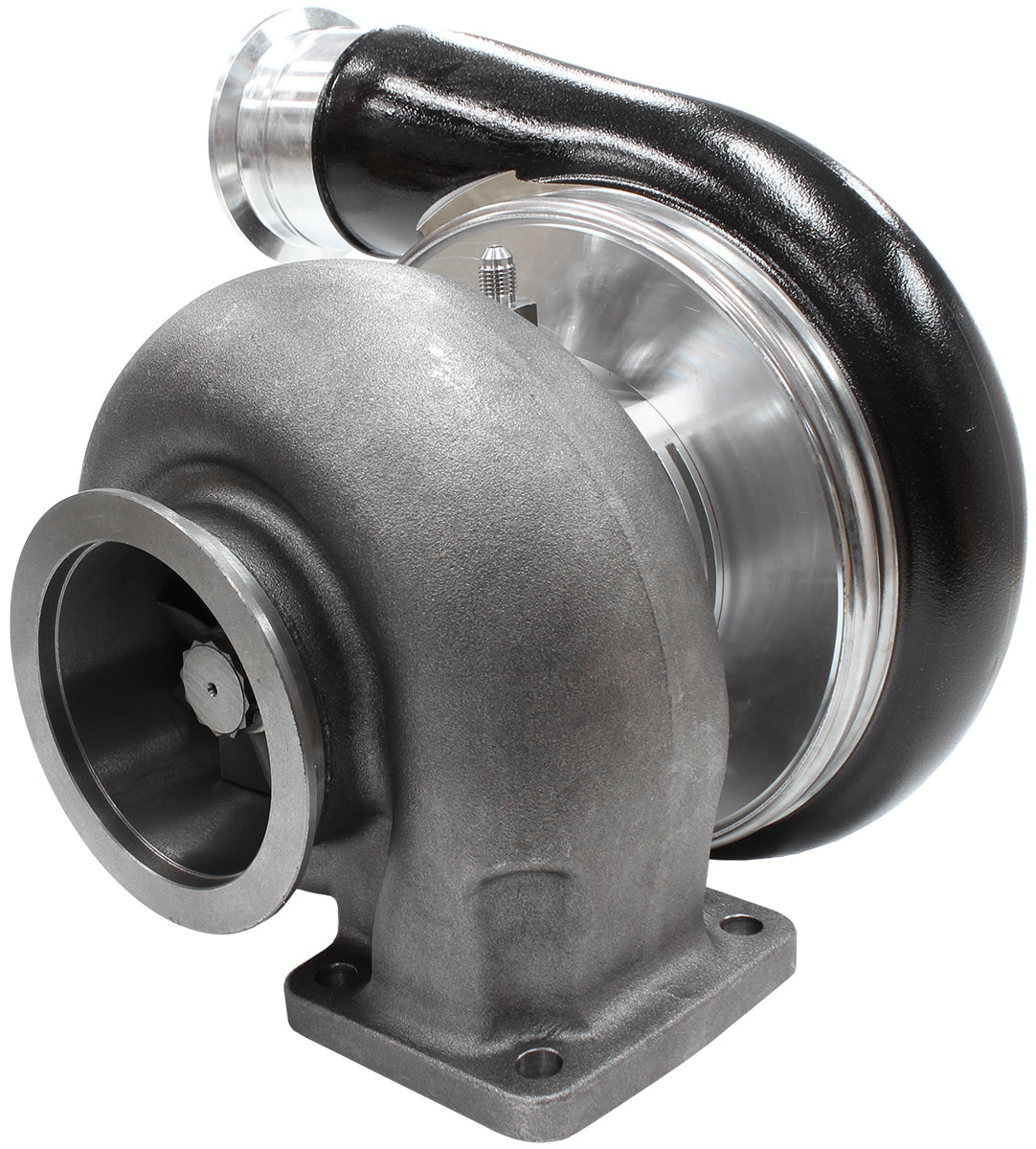 BOOSTED 8888 T4 1.25 Turbocharger 1600HP, Hi Temp Black Finish   External Wastegate, T4 Twin Entry Inlet Flange, V-Band Exhaust Flange