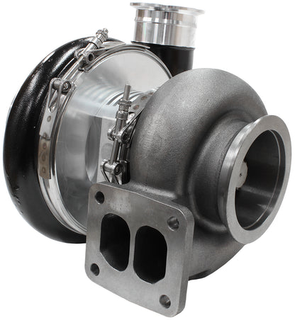 BOOSTED 8888 T4 1.25 Turbocharger 1600HP, Hi Temp Black Finish   External Wastegate, T4 Twin Entry Inlet Flange, V-Band Exhaust Flange