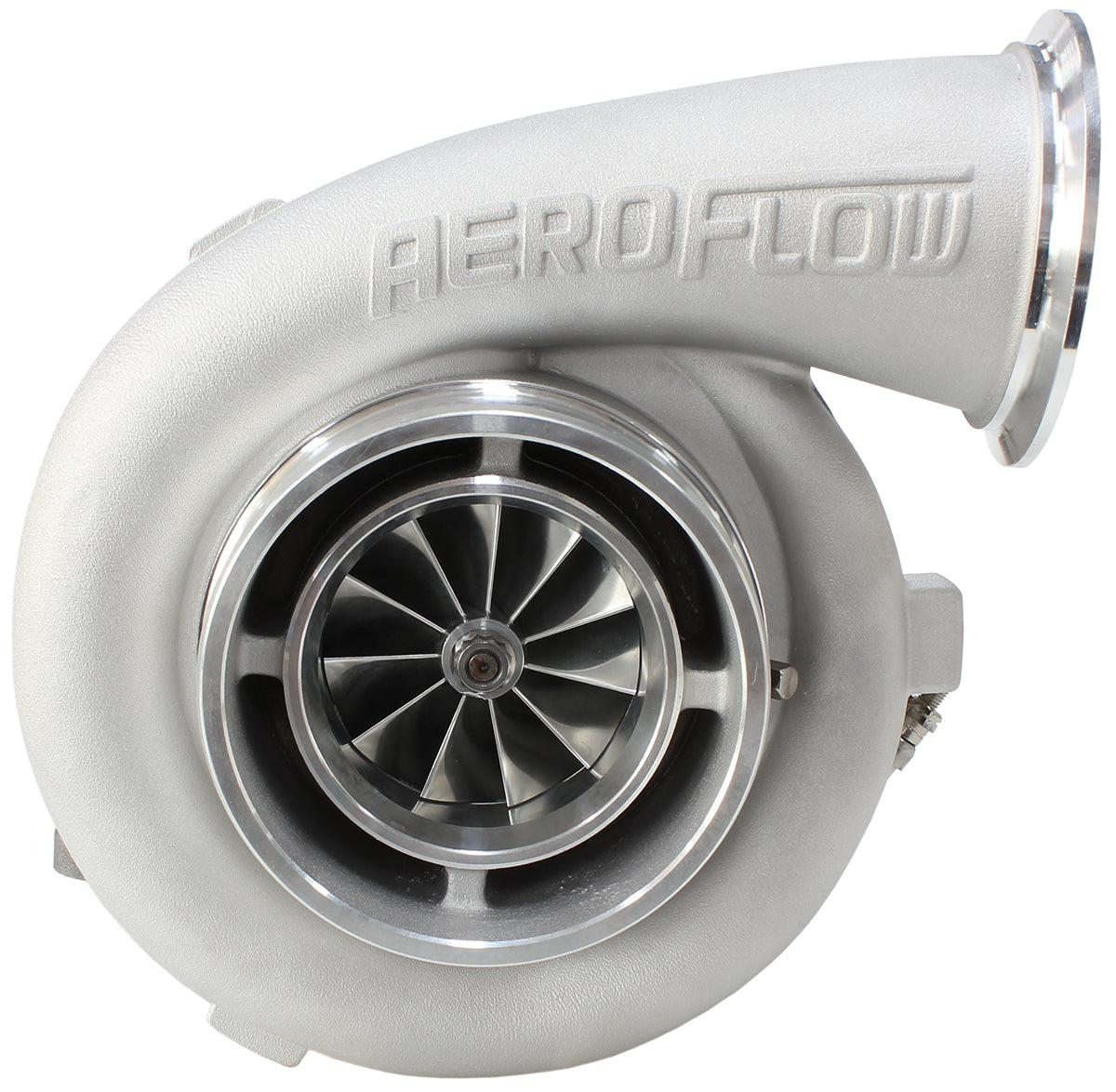 BOOSTED 7675 T4 1.15 Turbocharger 1120HP, Natural Cast Finish   External Wastegate, T4 Twin Entry Inlet Flange, V-Band Exhaust Flange