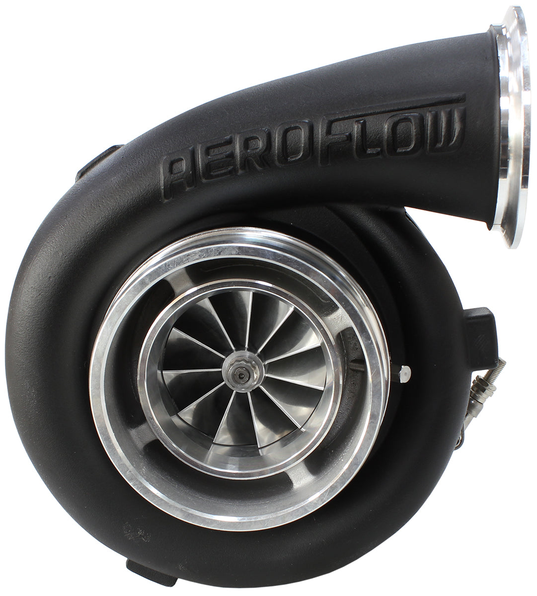 BOOSTED 7675 T4 1.15 Turbocharger 1120HP, Hi Temp Black Finish   External Wastegate, T4 Twin Entry Inlet Flange, V-Band Exhaust Flange