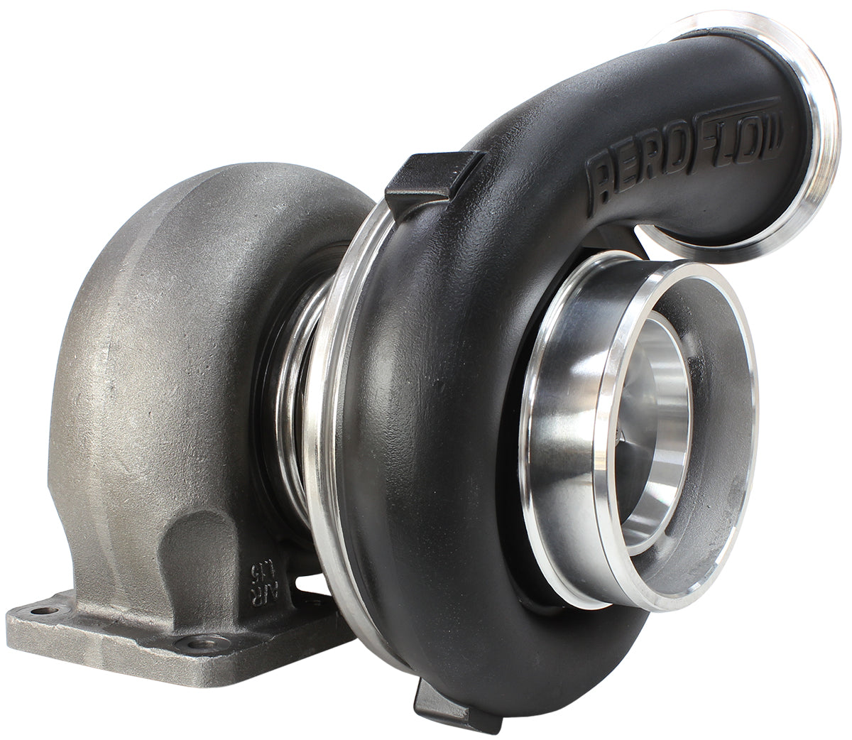 BOOSTED 7675 T4 1.15 Turbocharger 1120HP, Hi Temp Black Finish   External Wastegate, T4 Twin Entry Inlet Flange, V-Band Exhaust Flange