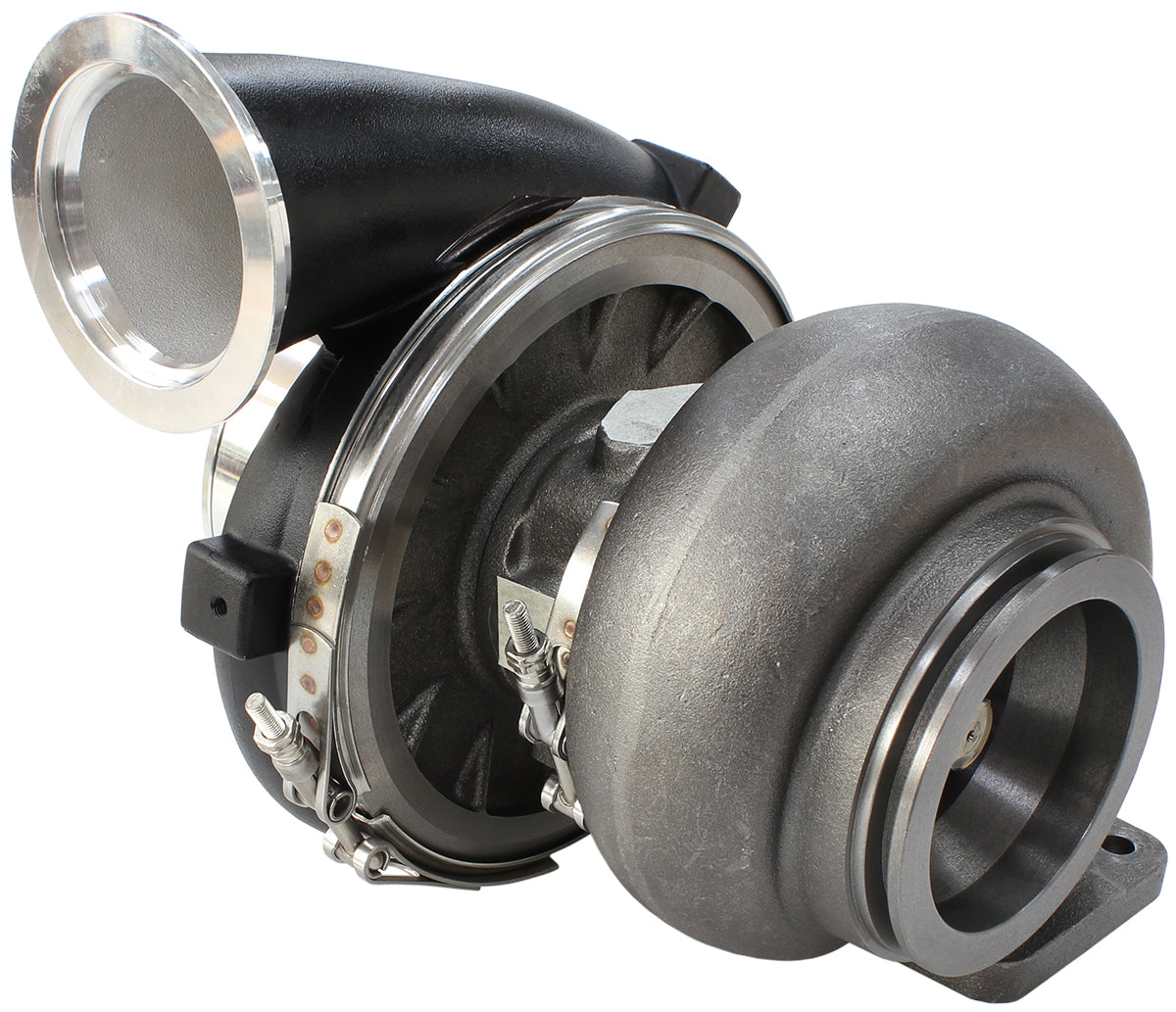 BOOSTED 7675 T4 1.15 Turbocharger 1120HP, Hi Temp Black Finish   External Wastegate, T4 Twin Entry Inlet Flange, V-Band Exhaust Flange