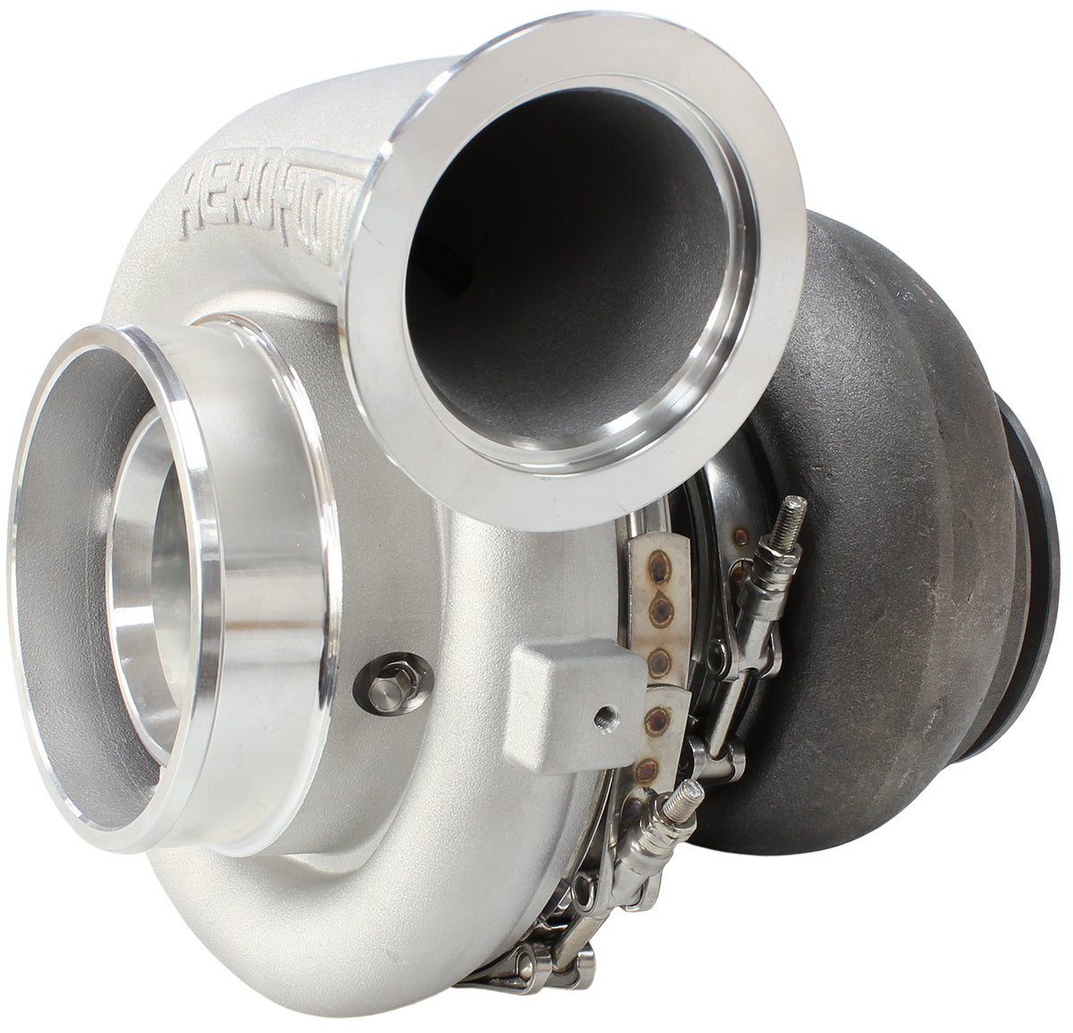 BOOSTED 7675 T4 1.15 Turbocharger 1120HP, Natural Cast Finish   External Wastegate, T4 Twin Entry Inlet Flange, V-Band Exhaust Flange