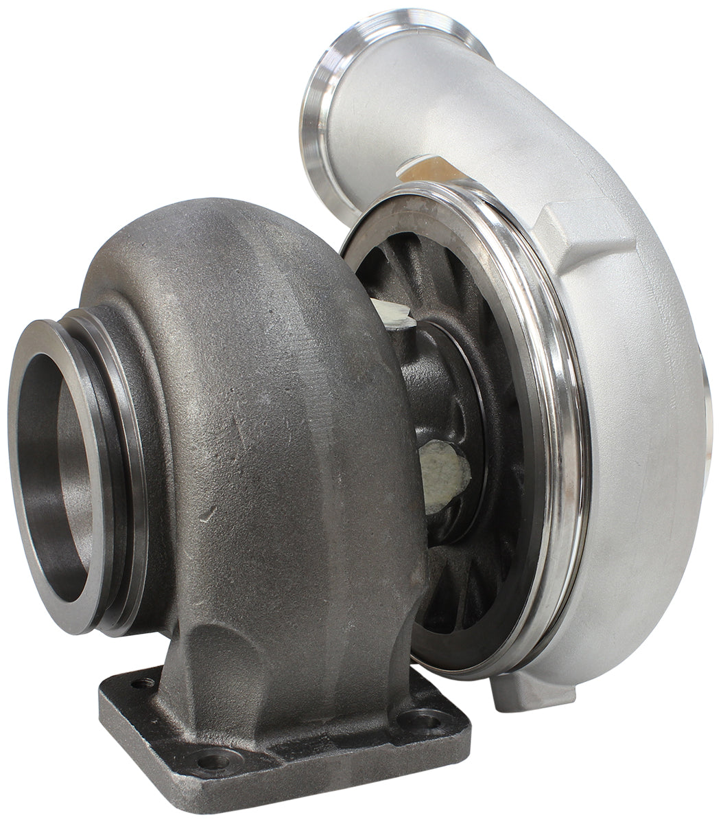 BOOSTED 7675 T4 1.15 Turbocharger 1120HP, Natural Cast Finish   External Wastegate, T4 Twin Entry Inlet Flange, V-Band Exhaust Flange