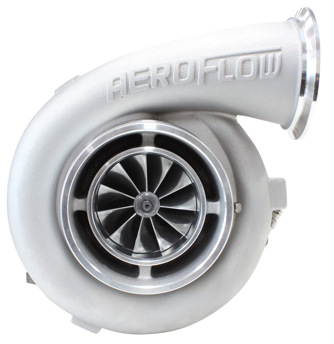 BOOSTED 8077 T4 1.15 Turbocharger 1250HP, Natural Cast Finish   External Wastegate, T4 Twin Entry Inlet Flange, V-Band Exhaust Flange