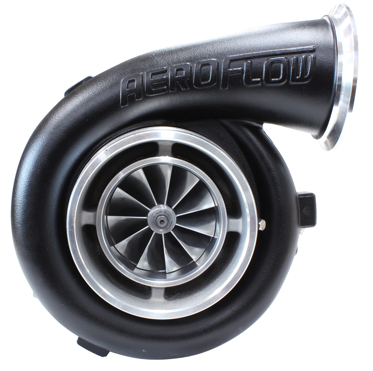 BOOSTED 8077 T4 1.15 Turbocharger 1250HP, Hi Temp Black Finish   External Wastegate, T4 Twin Entry Inlet Flange, V-Band Exhaust Flange