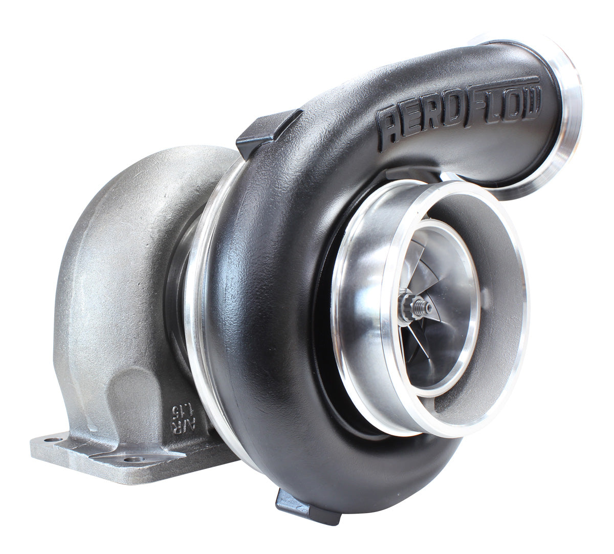 BOOSTED 8077 T4 1.15 Turbocharger 1250HP, Hi Temp Black Finish   External Wastegate, T4 Twin Entry Inlet Flange, V-Band Exhaust Flange
