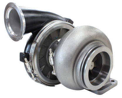 BOOSTED 8077 T4 1.15 Turbocharger 1250HP, Hi Temp Black Finish   External Wastegate, T4 Twin Entry Inlet Flange, V-Band Exhaust Flange