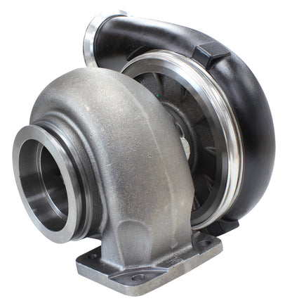 BOOSTED 8077 T4 1.15 Turbocharger 1250HP, Hi Temp Black Finish   External Wastegate, T4 Twin Entry Inlet Flange, V-Band Exhaust Flange