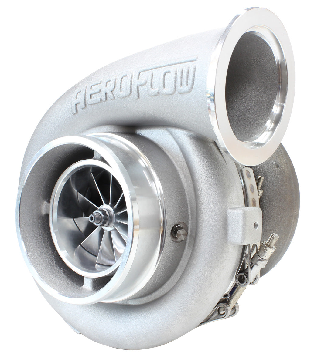 BOOSTED 8077 T4 1.15 Turbocharger 1250HP, Natural Cast Finish   External Wastegate, T4 Twin Entry Inlet Flange, V-Band Exhaust Flange