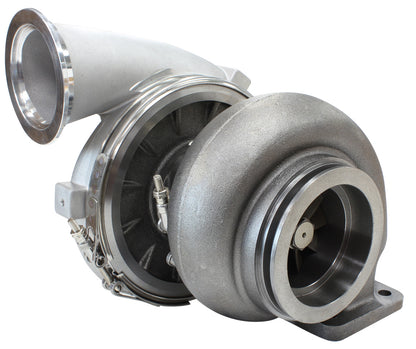 BOOSTED 8077 T4 1.15 Turbocharger 1250HP, Natural Cast Finish   External Wastegate, T4 Twin Entry Inlet Flange, V-Band Exhaust Flange
