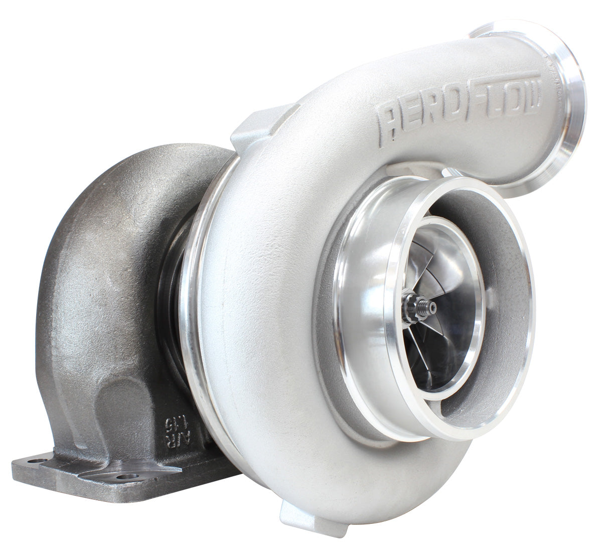 BOOSTED 8077 T4 1.15 Turbocharger 1250HP, Natural Cast Finish   External Wastegate, T4 Twin Entry Inlet Flange, V-Band Exhaust Flange