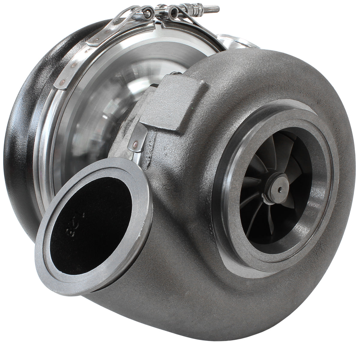 BOOSTED 7375 V-Band 1.15 Turbocharger 1200HP, Hi Temp Black Finish   External Wastegate, V-Band Inlet & Exhaust Flanges