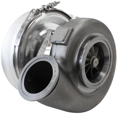 BOOSTED 7375 V-Band 1.15 Turbocharger 1200HP, Natural Cast Finish   External Wastegate, V-Band Inlet & Exhaust Flanges
