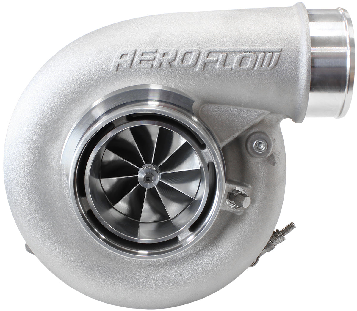 BOOSTED 7375 V-Band 1.28 Turbocharger 1200HP, Natural Cast Finish   External Wastegate, V-Band Inlet & Exhaust Flanges