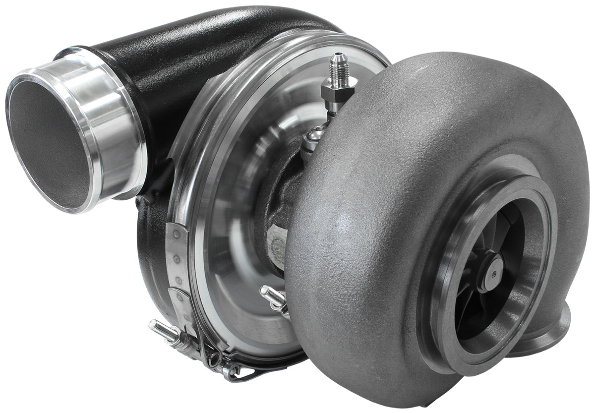 BOOSTED 7375 V-Band 1.28 Turbocharger 1200HP, Hi Temp Black Finish   External Wastegate, V-Band Inlet & Exhaust Flanges