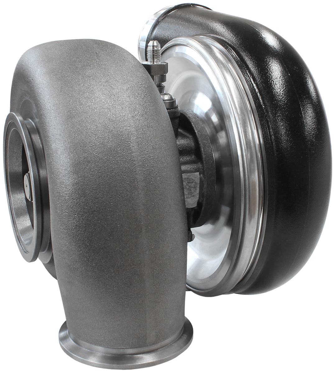 BOOSTED 7375 V-Band 1.28 Turbocharger 1200HP, Hi Temp Black Finish   External Wastegate, V-Band Inlet & Exhaust Flanges
