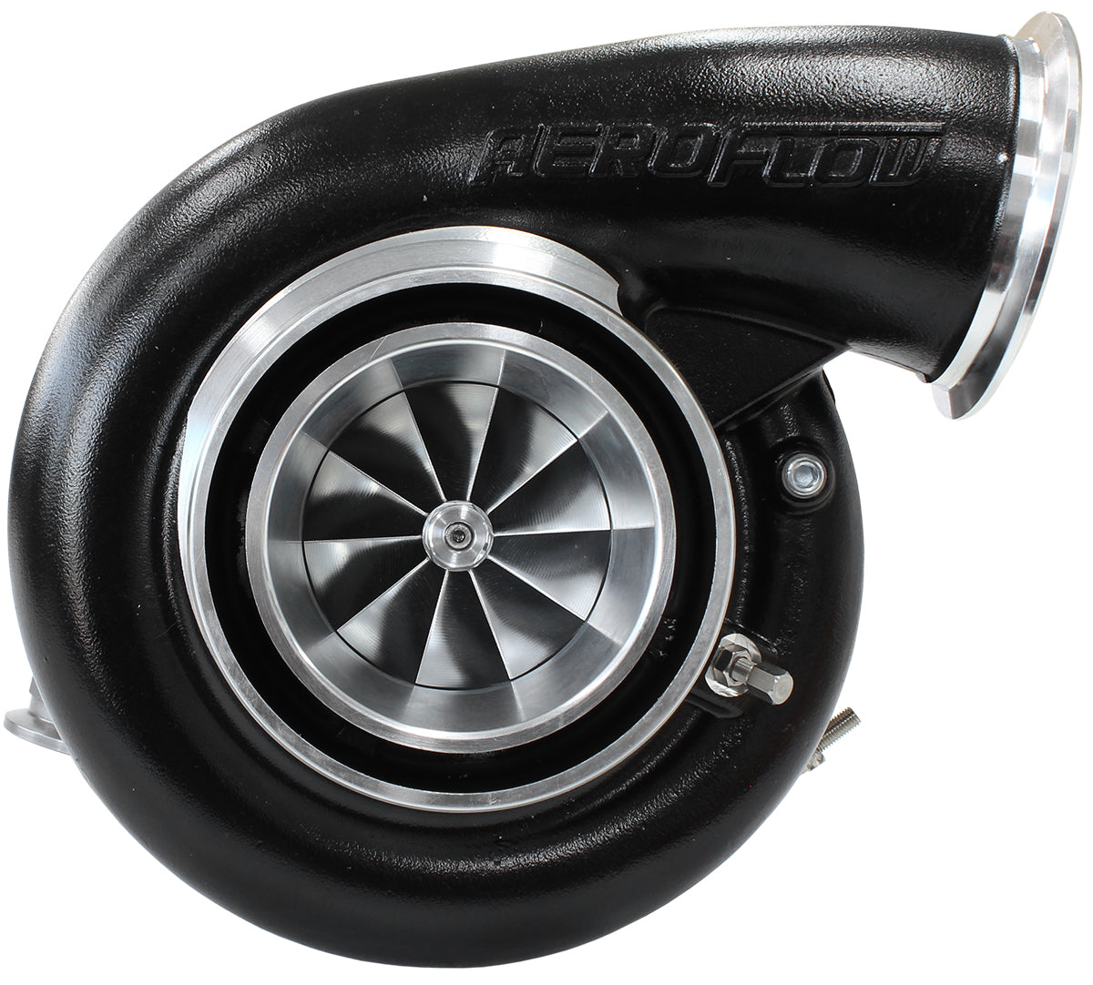 BOOSTED 7975 V-Band 1.15 Turbocharger 1450HP, Hi Temp Black Finish   External Wastegate, V-Band Inlet & Exhaust Flanges