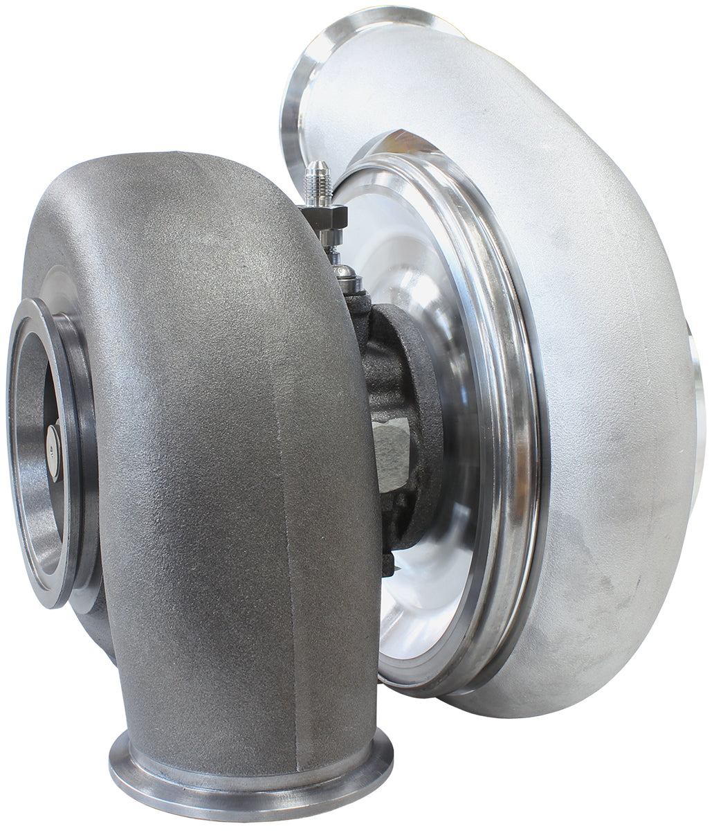 BOOSTED 7975 V-Band 1.15 Turbocharger 1450HP, Natural Cast Finish   External Wastegate, V-Band Inlet & Exhaust Flanges