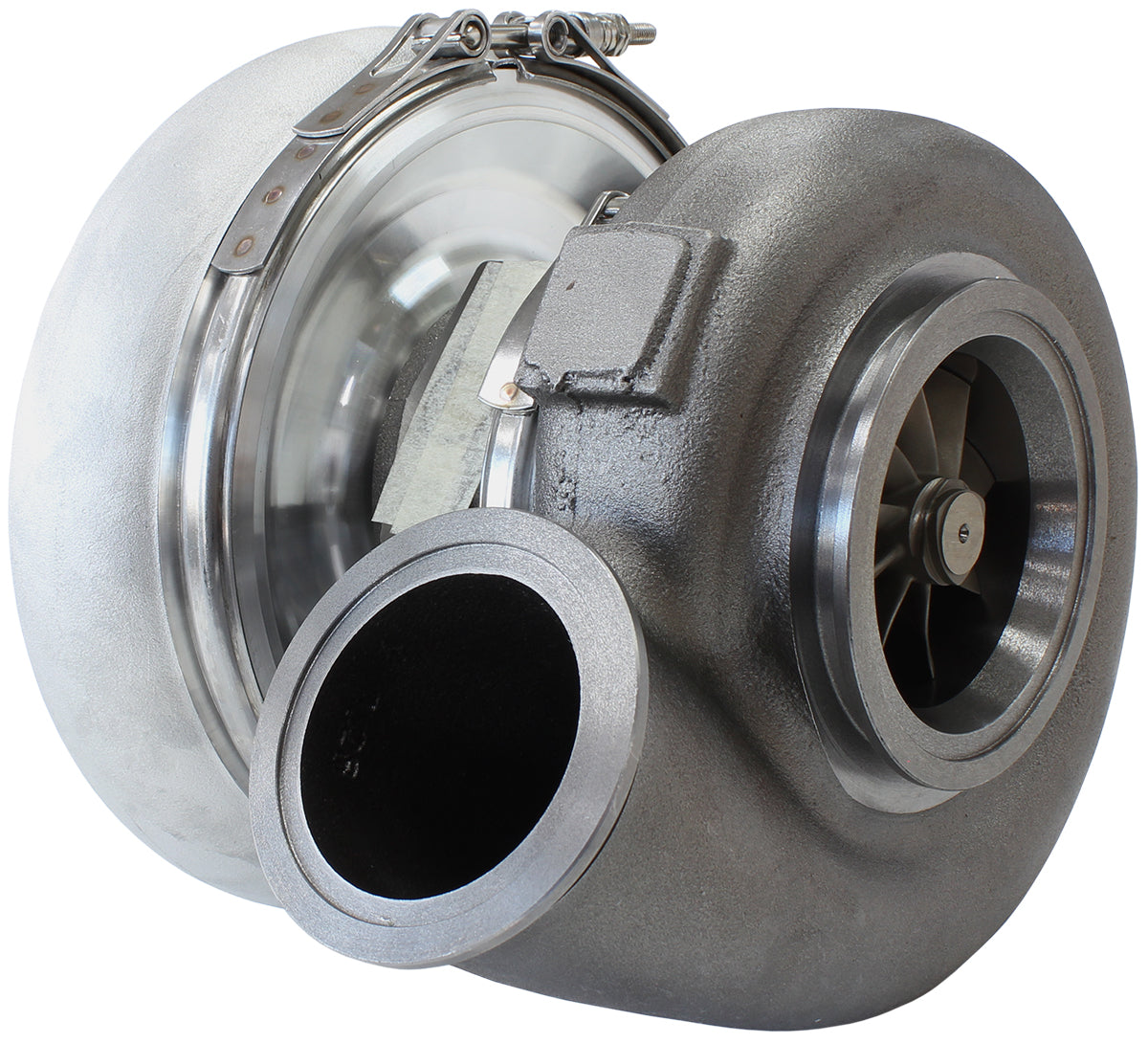 BOOSTED 7975 V-Band 1.15 Turbocharger 1450HP, Natural Cast Finish   External Wastegate, V-Band Inlet & Exhaust Flanges