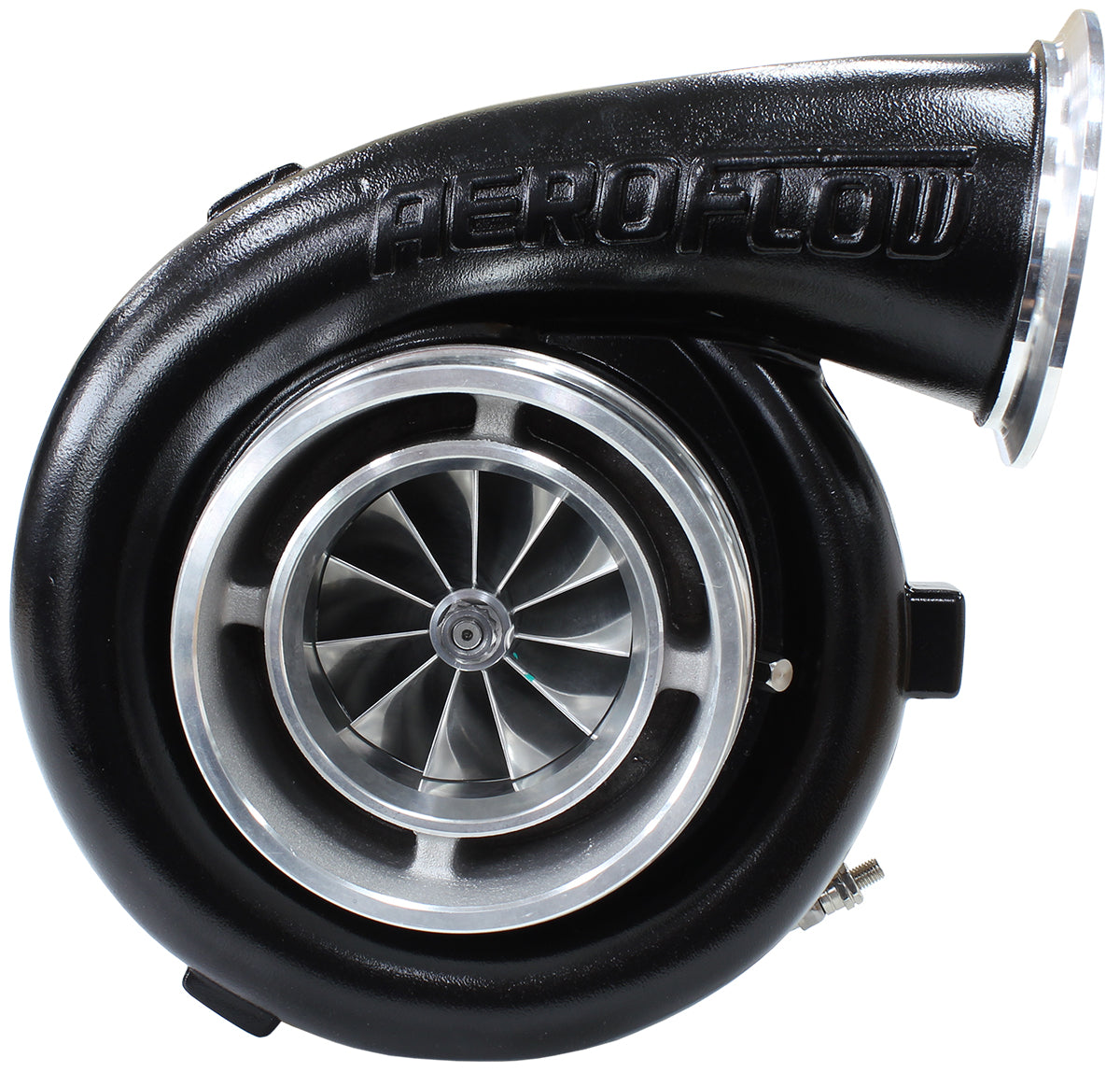 BOOSTED 7675 V-Band 1.16 Turbocharger 1120HP, Hi Temp Black Finish   External Wastegate, V-Band Inlet & Exhaust Flanges