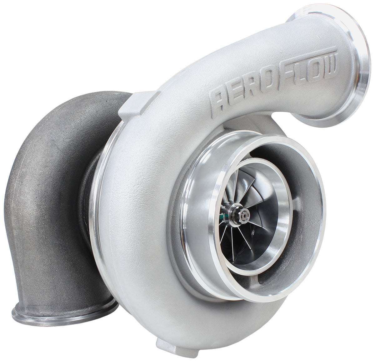 BOOSTED 7675 V-Band 1.16 Turbocharger 1120HP, Natural Cast Finish   External Wastegate, V-Band Inlet & Exhaust Flanges