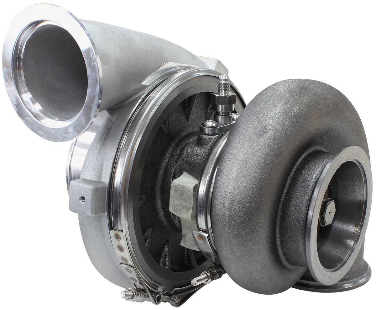BOOSTED 7675 V-Band 1.16 Turbocharger 1120HP, Natural Cast Finish   External Wastegate, V-Band Inlet & Exhaust Flanges
