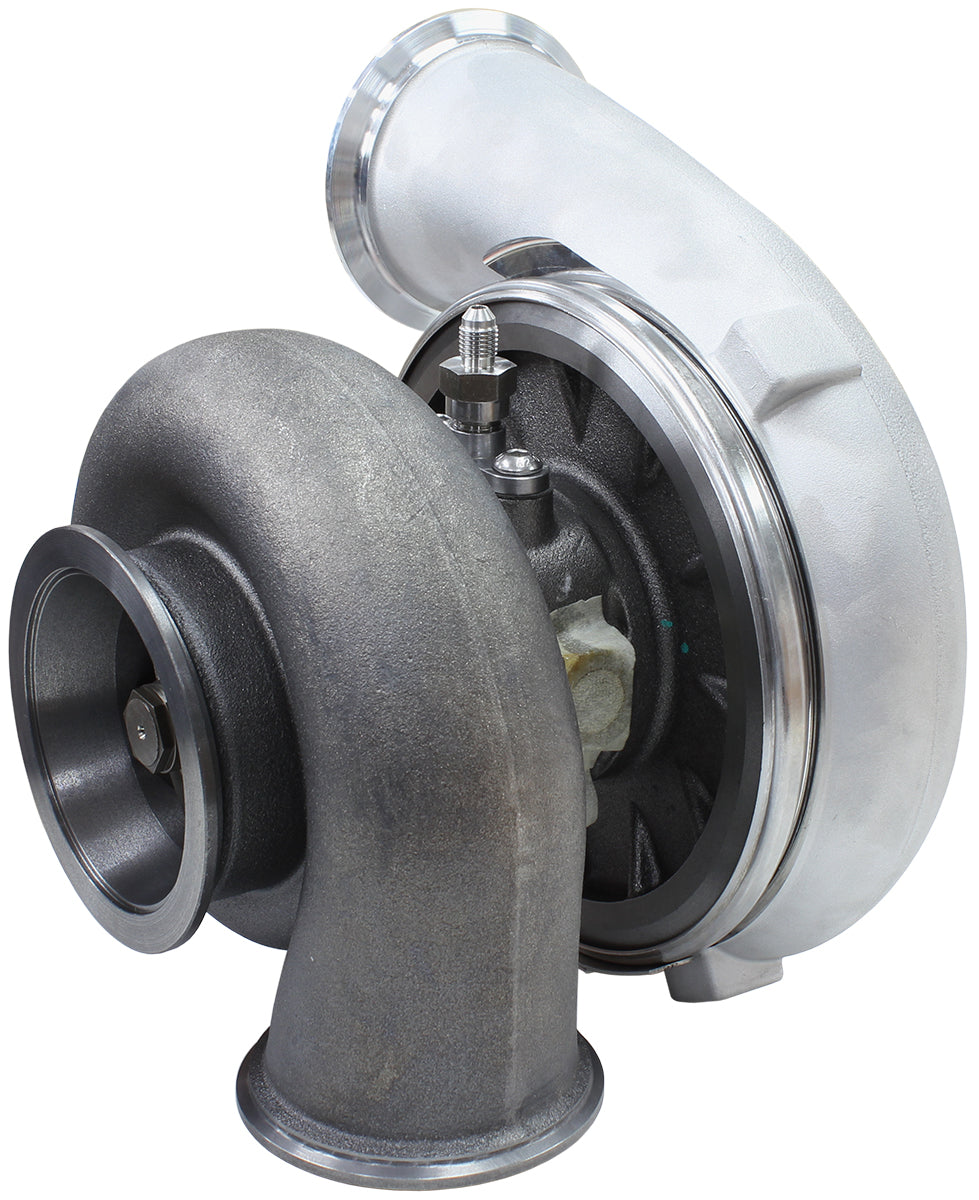 BOOSTED 7675 V-Band 1.16 Turbocharger 1120HP, Natural Cast Finish   External Wastegate, V-Band Inlet & Exhaust Flanges