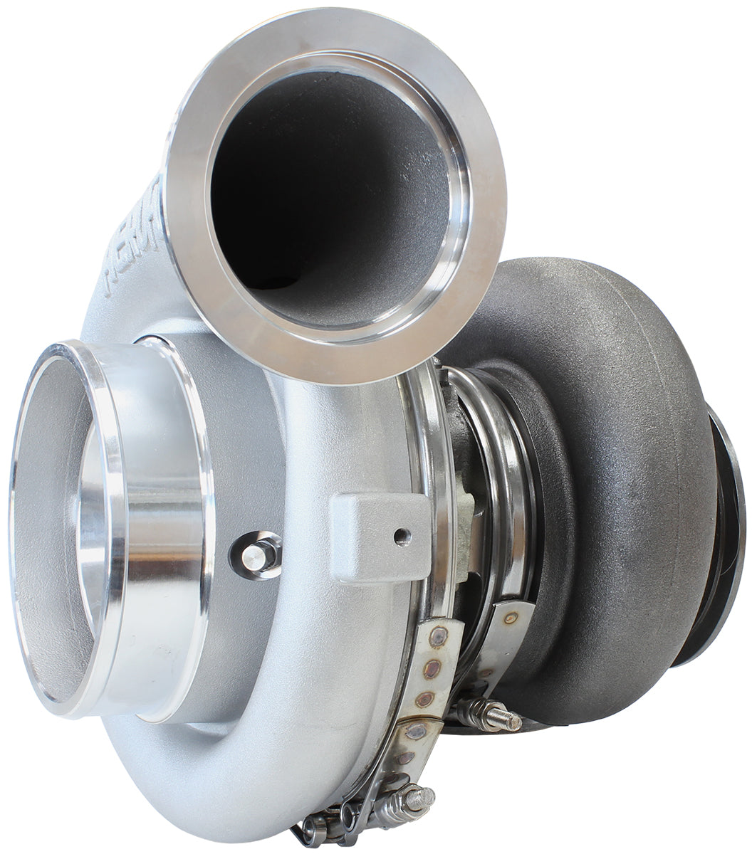 BOOSTED 7075 V-Band 1.16 Turbocharger 950HP, Natural Cast Finish   External Wastegate, V-Band Inlet & Exhaust Flanges