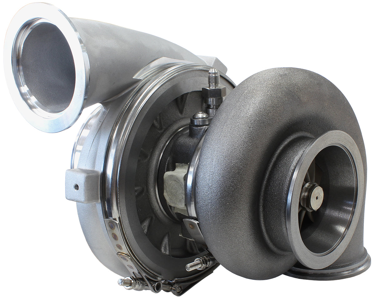 BOOSTED 7075 V-Band 1.16 Turbocharger 950HP, Natural Cast Finish   External Wastegate, V-Band Inlet & Exhaust Flanges